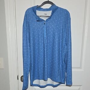 1764 Mens Quarter Zip Performance Blue Long Sleeve Pullover 2XL